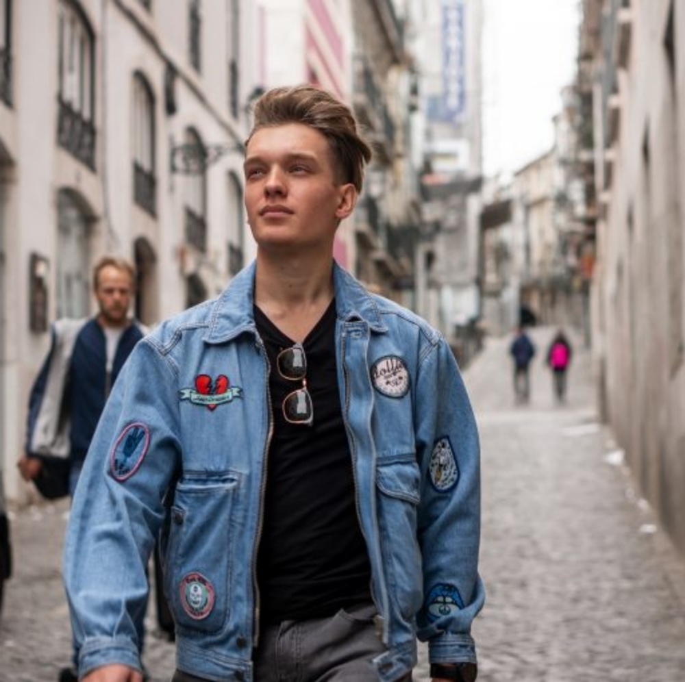 Oversized Denim Jacket with patches by DOLFIE